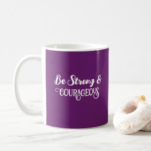 Caneca De Café Fofo Roxo Escuro Forte e Corajoso Simples