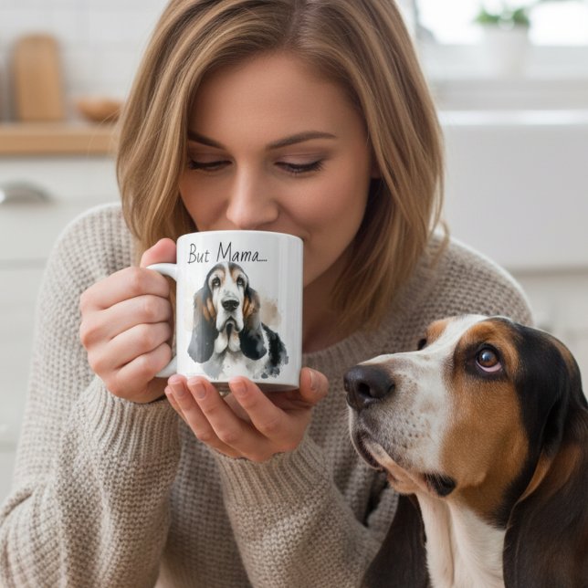 Caneca De Café Fofos Basset Hound Marrons/Preto Personalize (Criador carregado)