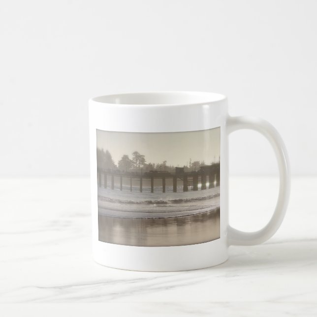 Caneca De Café Foggy Papais noeis Cruz Wharf (Direita)
