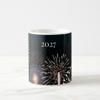 Caneca De Café Fogos de Artifício 2027, Feliz Ano Novo