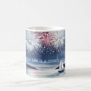 Caneca De Café Fogos de Artifício A Vida é um Sonho