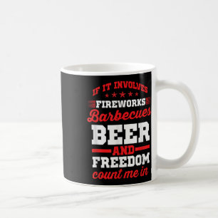Caneca De Café Fogos De Artifício Churrasco Cerveja E Liberdade E