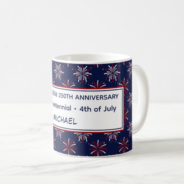 Caneca De Café Fogos de Artifício do Semiquincentenário dos EUA A (Frente Esquerda)