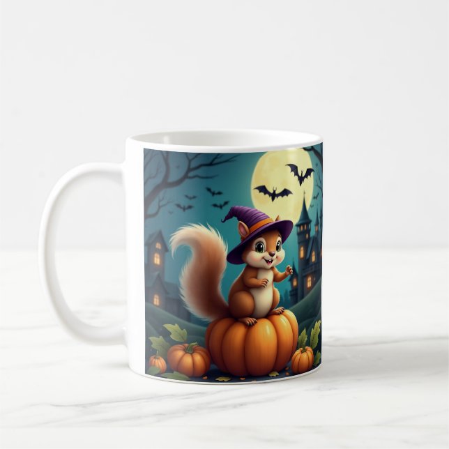 Caneca De Café Fogueira de Halloween de Coelho Spooky - Design si (Esquerda)