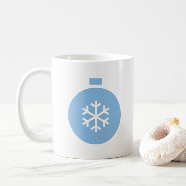 Caneca De Café Foguete de Natal Azul (Com Donut)