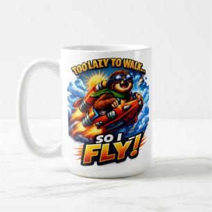 Caneca De Café Foguete de Preguiça Engraçado, Muito Preguiçoso pa