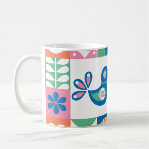 Caneca De Café Folclore Floral Card: Design escandinava.