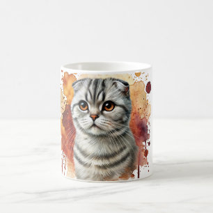 Caneca De Café Fold Silver Tabby Cat Watercolor