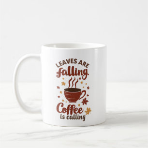 Caneca De Café Folgas de café que caem no outono