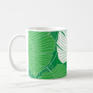 Caneca De Café Folha abstrato tropical, pintura artística.