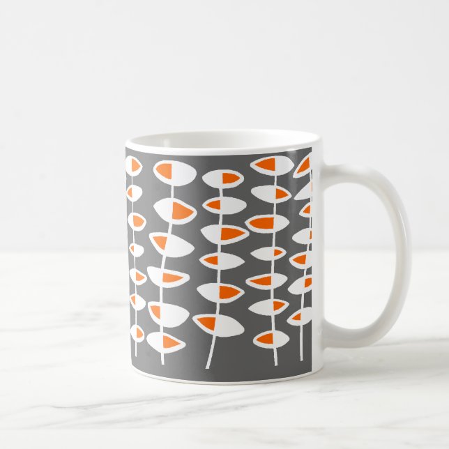 Caneca De Café Folha Alternativa - Branco e Laranja na Cinza (Direita)