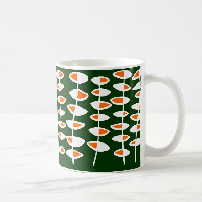 Caneca De Café Folha Alternativa - Branco e Laranja no Verde 0033 (Direita)