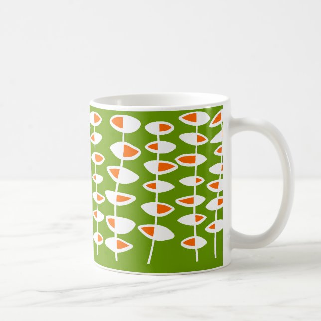 Caneca De Café Folha Alternativa - Branco e Laranja no Verde 6699 (Direita)