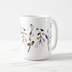 Caneca De Café Folha branca Elegante Aquarela Floral