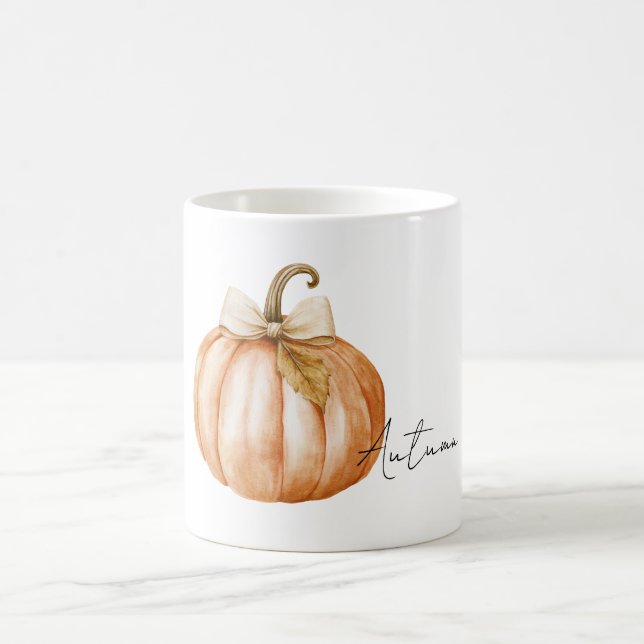 Caneca De Café Folha de Arco de Creme de Abóbora Laranja (Centro)