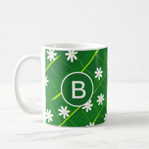 Caneca De Café Folha de bananas tropical e flores botânicas verde