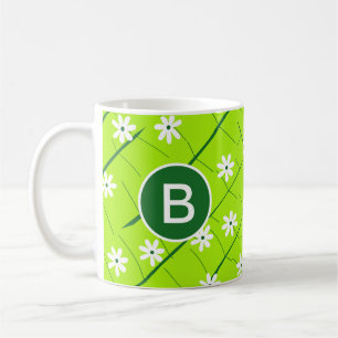 Caneca De Café Folha de bananas tropical e flores botânicas verde