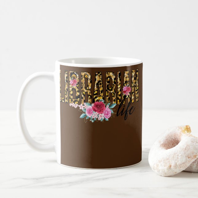 Caneca De Café Folha de Impressão do Leopardo Flor da Vida Biblio (Com Donut)