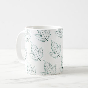 Caneca De Café Folha de Impressão,, primavera de folha verde.