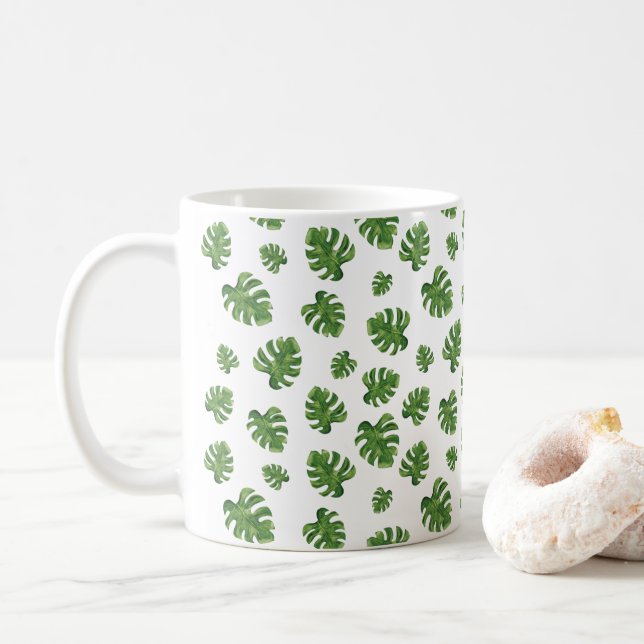 Caneca de Café Folha de Monstera (Com Donut)