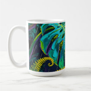 Caneca De Café Folha de Monstera Selva Chuva