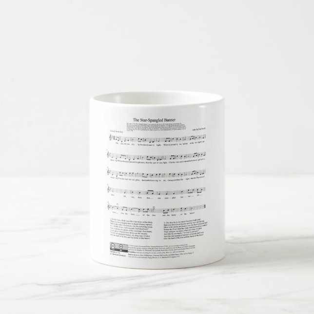 Caneca De Café Folha de música do hino nacional de bandeira star (Centro)
