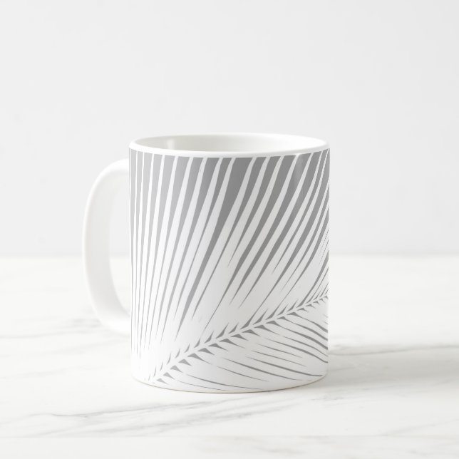 Caneca De Café Folha de palma - cinza/cinza e branco (Frente Esquerda)