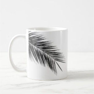 Caneca De Café Folha de Palmeira Verde Tropical em Azul Claro