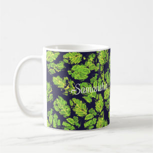 Caneca De Café Folha de Tinta Acrítica Verde
