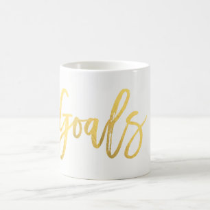 Caneca De Café Folha Dourada GOALS Moderno Script Personalizado T