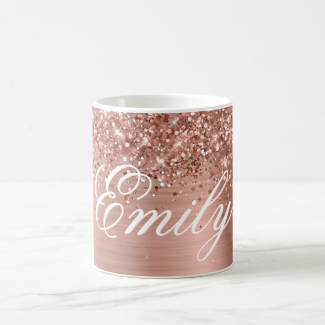 Caneca De Café Folha Rosa de ouro da bateria personalizada (Centro)