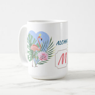 Caneca De Café Folha tropical Flamingo rosa