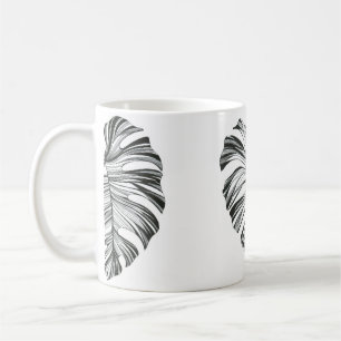 Caneca De Café Folha tropical. Planta de Monstera. Elemento natur