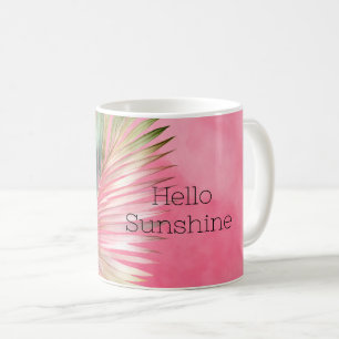 Caneca De Café Folha Tropical Rosa Verde