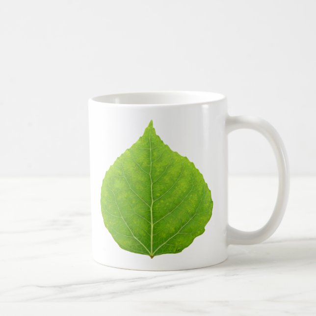 Caneca De Café Folha Verde de Álamo #11 (Direita)