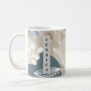 Caneca De Café Folha Verde Escura Pastel Estética