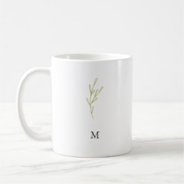 Caneca De Café Folha Verde Mínima Monograma Simples