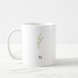 Caneca De Café Folha Verde Mínima Monograma Simples