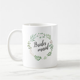 Caneca De Café Folha Wreath Greenerescência Botânica | Bridesmaid
