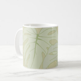 Caneca De Café Folhagem de Monstera em verde macio