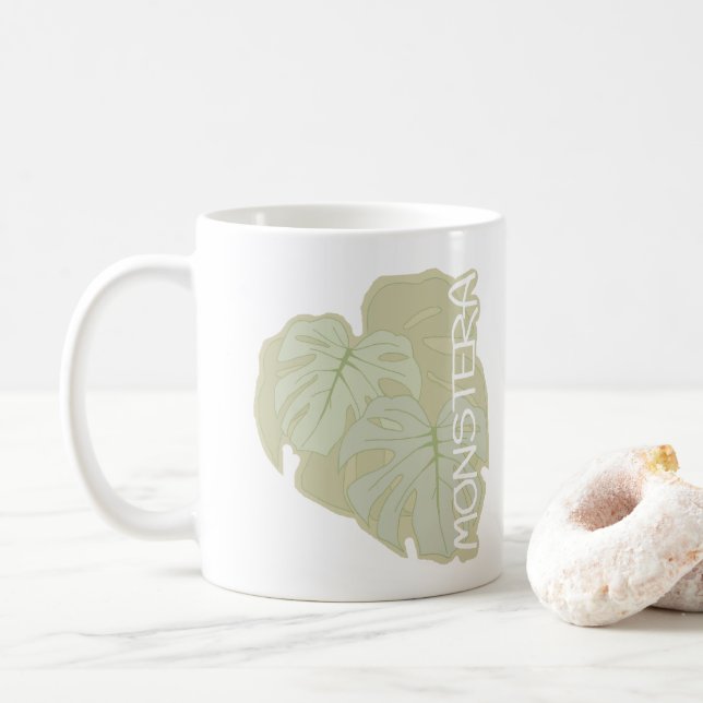 Caneca De Café Folhagem de Monstera em verde macio (Com Donut)