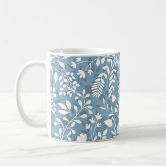 Caneca De Café Folhagem Encantada Padrão de Jardim Floral Bonito
