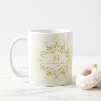 Caneca De Café Folhagem Festiva Arte Deco Monograma Feriado Vinta