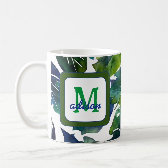 Caneca De Café Folhagem Filodendron Verde Foliage Botânica (Esquerda)
