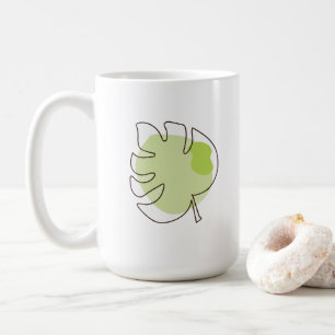 Caneca De Café Folhagem isolada, de uma linha, de cor branca, ver