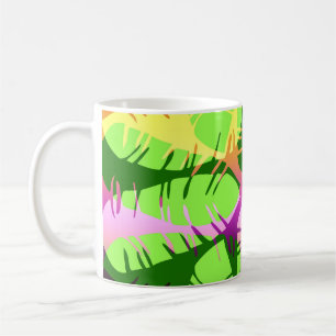 CANECA DE CAFÉ FOLHAS BOTÂNICAS DE ABSTRATO BANANA