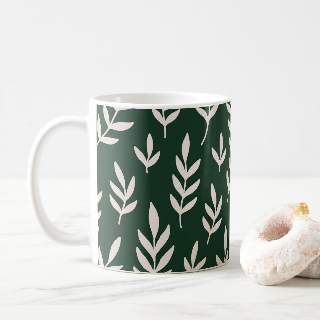 Caneca De Café Folhas brancas (Com Donut)