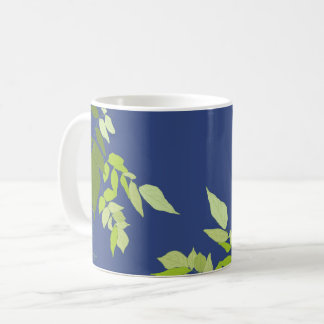 Caneca De Café Folhas brilhantes em azul