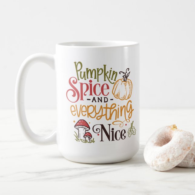Caneca De Café Folhas Chatas e Abóboras Brancas (Com Donut)