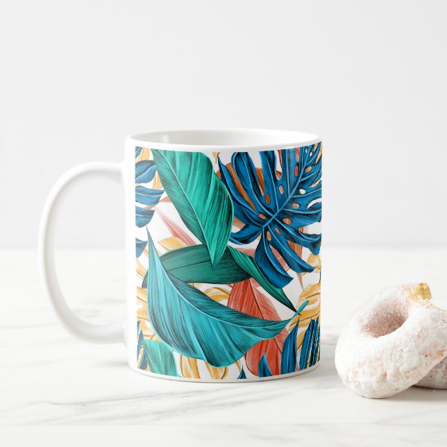 Caneca De Café Folhas coloridas (Com Donut)
